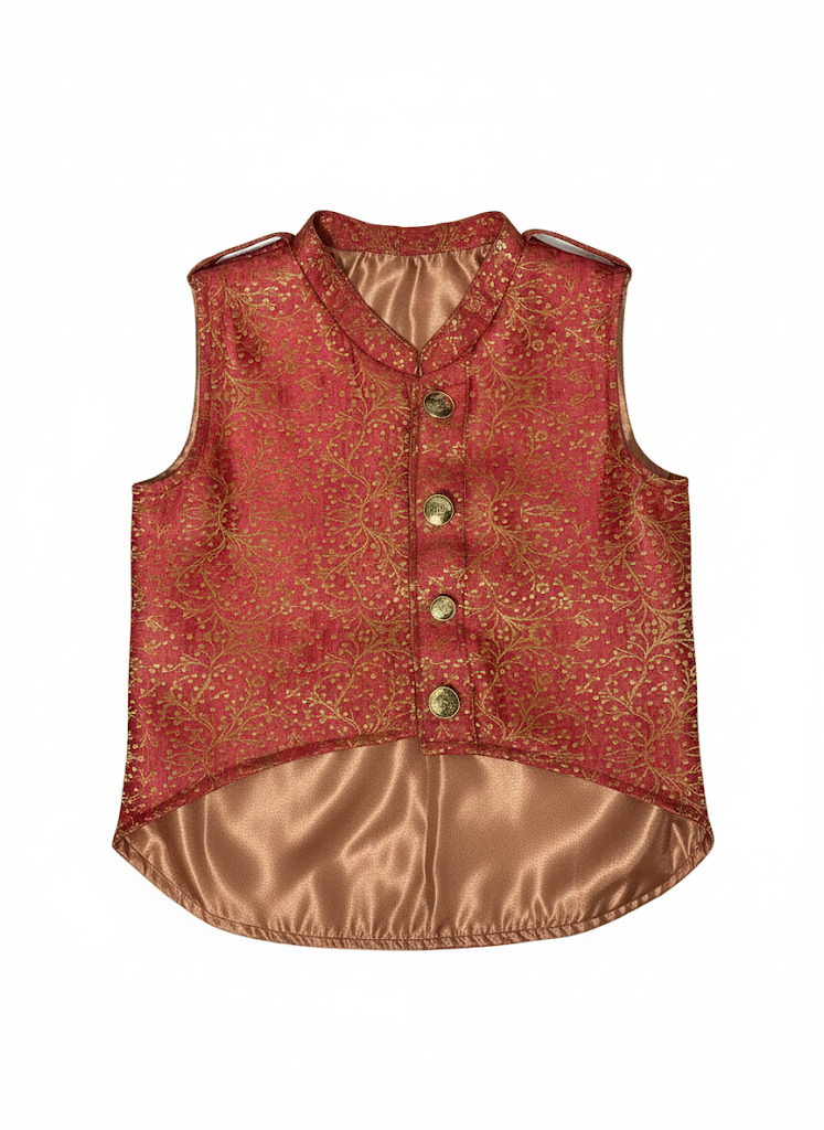 Easy To Wear - Dog Red & Gold Sherwani