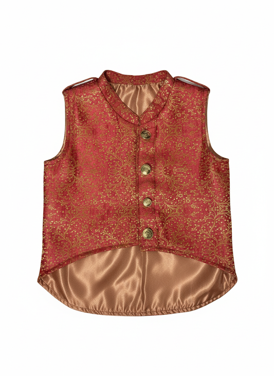 Easy To Wear - Dog Red & Gold Sherwani