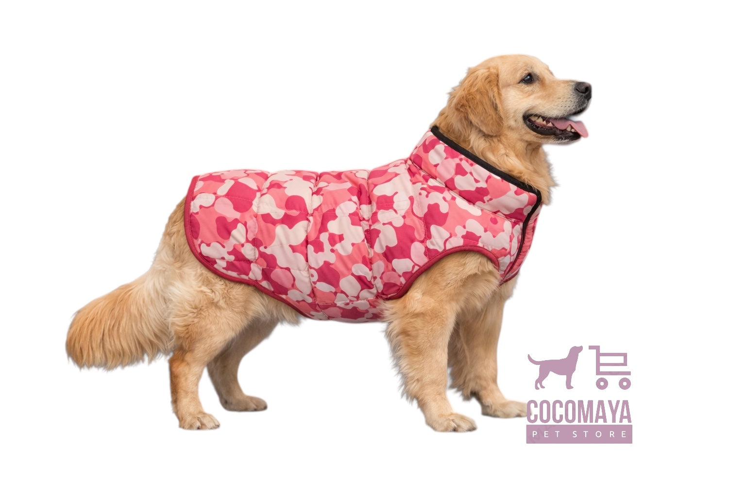 Pink winter jacket for dogs