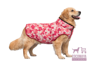 Pink winter jacket for dogs